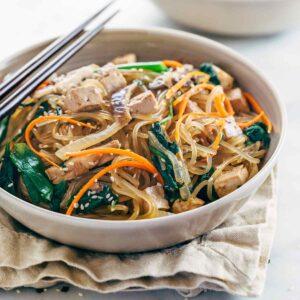 Japchae Korean Glass Noodles with Tofu